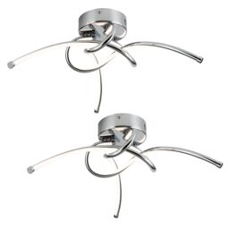 First Choice Lighting Set of 2 Twist - Chrome LED Flush Ceiling Lights in Silver - thumbnail 1