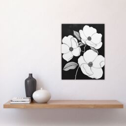"Artery8 White Flower Blooms on Black Contrast Painting Wall Art Print - Size: W24"" x H32""" - thumbnail 4