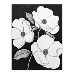 "Artery8 White Flower Blooms on Black Contrast Painting Wall Art Print - Size: W24"" x H32""" - thumbnail 1