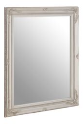 Orsina Classic Silver Finish Mirror, Antique Wall Mirror With Floral Reliefs, Regency-Inspired Mounted Mirror - thumbnail 2