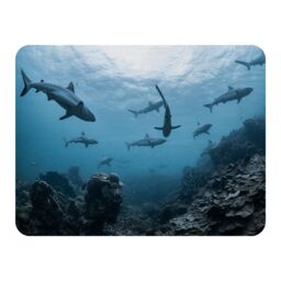 Benjamin Tate Design Schooling grey reef sharks, Ningaloo reef, Western Australia Designer Blanket in Natural - Size: 120 cm x 150 cm - thumbnail 1