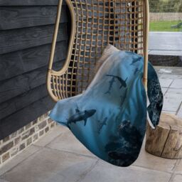 Benjamin Tate Design Schooling grey reef sharks, Ningaloo reef, Western Australia Designer Blanket in Natural - Size: 120 cm x 150 cm - thumbnail 3