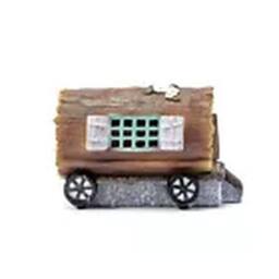 EONLION Solar garden decor Small fairy house pixie Log on Wheels in Brown - thumbnail 4