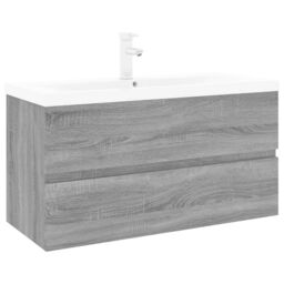 Berkfield Home Sink Cabinet with Built-in Basin Grey Sonoma Engineered Wood - thumbnail 2
