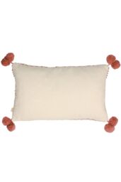 Furn Ayaan Woven Loop Tufted Cotton Double Pom Pom Cushion in Red - Size: 30 cm x 50 cm - thumbnail 2