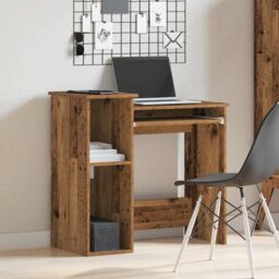 Berkfield Home Desk with Shelves Old Wood 84x40x78 cm Engineered Wood in Brown - Size: 84 x 40 x 78 cm - thumbnail 3