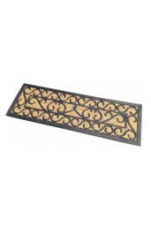 Homescapes Scroll Rubber & Coir Doormat in Natural - Size: 25 cm x 75 cm - thumbnail 1