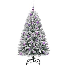 Berkfield Home Artificial Christmas Tree Green & White 150 cm PVC & Metal - thumbnail 4
