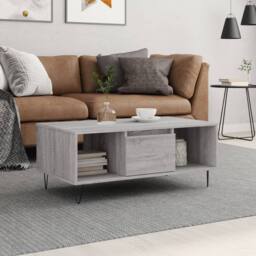 Berkfield Home Modern Coffee Table Grey Sonoma 90x50x36.5 cm Engineered Wood - thumbnail 2