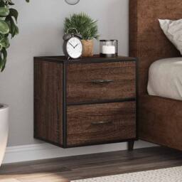 Berkfield Home Durable Wall-mounted Bedside Cabinets 2 pcs Brown Oak 40x31x39.5 cm - thumbnail 2