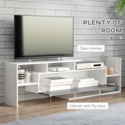 HOMCOM Unit Cabinet for TVs up to 65 Inches w/ Wall Shelf & Storage Cabinet in White - thumbnail 6