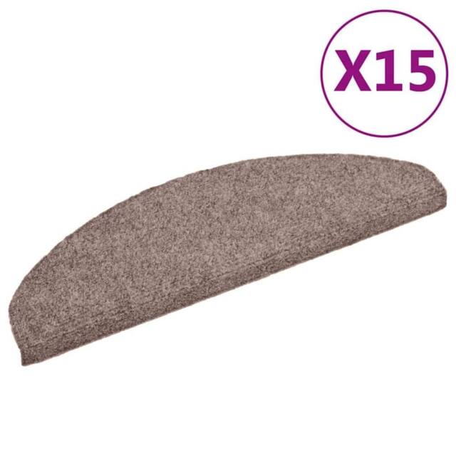 Berkfield Home 15 pcs Self-adhesive Stair Mats Needle Punch 65x21x4 cm Brown - Size: Medium - image 1