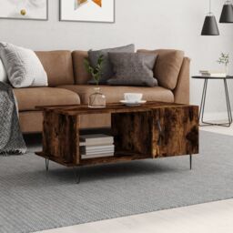 Berkfield Home Coffee Table Smoked Oak 90x50x40 cm Engineered Wood in Brown - Size: 90 x 50 x 40 cm - thumbnail 1