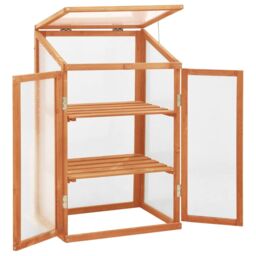 Berkfield Home Greenhouse 60x45x100 cm Firwood in Brown - Size: 60 x 45 x 100 cm - thumbnail 2