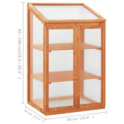 Berkfield Home Greenhouse 60x45x100 cm Firwood in Brown - Size: 60 x 45 x 100 cm - thumbnail 7
