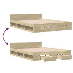 Berkfield Home Bed Frame with Drawers without Mattress Sonoma Oak 140x190 cm in Light Brown - thumbnail 7