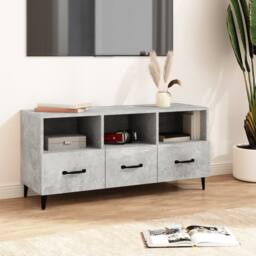 Berkfield Home TV Cabinet Concrete Grey 102x35x50 cm Engineered Wood - Size: 102 x 35 x 50 cm - thumbnail 2