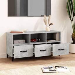 Berkfield Home TV Cabinet Concrete Grey 102x35x50 cm Engineered Wood - Size: 102 x 35 x 50 cm - thumbnail 1