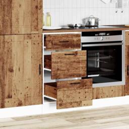 Berkfield Home Kitchen Base Cabinet Porto Old Wood Engineered Wood in Brown - thumbnail 1