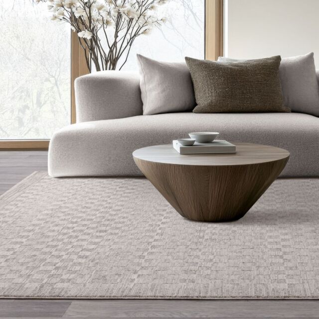 The Rug Shop UK Silver Border Modern Abstract Polyester Cotton Backing Area Rug - Size: 200 cm x 300 cm - image 1