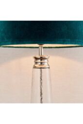 Netlighting Winslet 1 Light Table Light Clear Hammered Glass & Teal Velvet E27 in Blue - thumbnail 4