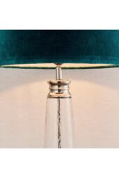 Netlighting Winslet 1 Light Table Light Clear Hammered Glass & Teal Velvet E27 in Blue - thumbnail 3
