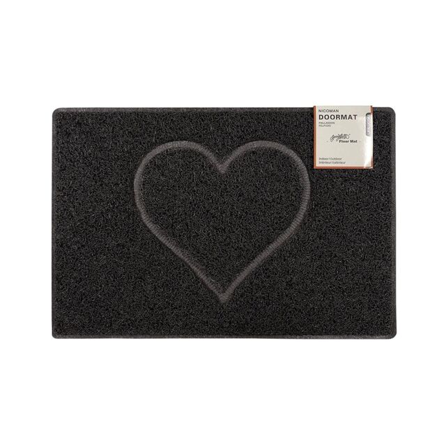 Oseasons Heart Embossed Doormat in Black - Size: 44 cm x 75 cm - image 1