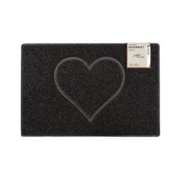 Oseasons Heart Embossed Doormat in Black - Size: 44 cm x 75 cm - thumbnail 1