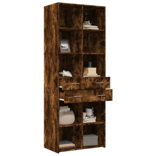 Berkfield Home Highboard Smoked Oak 70x42.5x185 cm Engineered Wood in Brown - image 1