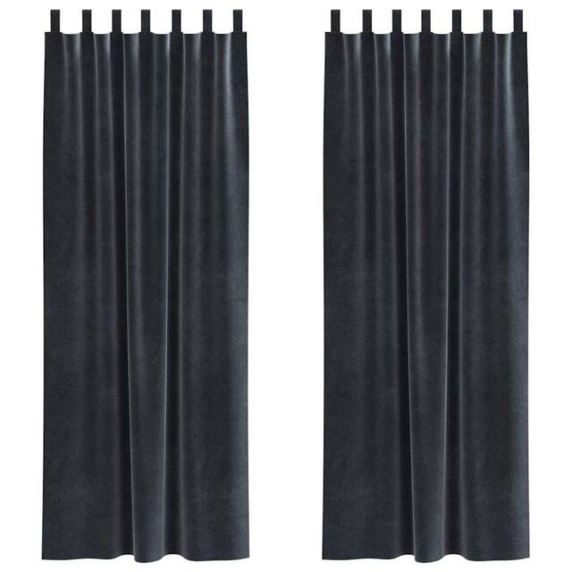 Berkfield Home Blackout Curtains with Hanging Loops 2 pcs Dark Grey Velvet - image 1