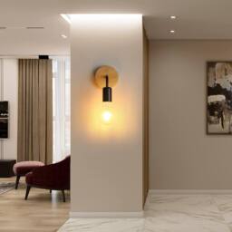 COMELY 4 pcs Vintage Wooden Wall Lights, Industrial E27 Wall Lights in Black - thumbnail 3
