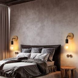 COMELY 4 pcs Vintage Wooden Wall Lights, Industrial E27 Wall Lights in Black - thumbnail 2