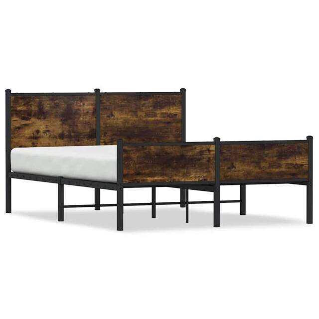 Berkfield Home Metal Bed Frame without Mattress Smoked Oak 140x200 cm in Brown - image 1
