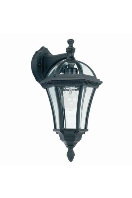 Netlighting Drayton 1 Light Outdoor Wall Lantern Clear Glass Black Paint IP44 E27 - image 1