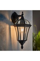 Netlighting Drayton 1 Light Outdoor Wall Lantern Clear Glass Black Paint IP44 E27 - thumbnail 2