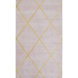 Wyld and Coco Pink Gold Geometric Viscose Rug 80 x 150 cm - Size: 80 cm x 150 cm - thumbnail 2