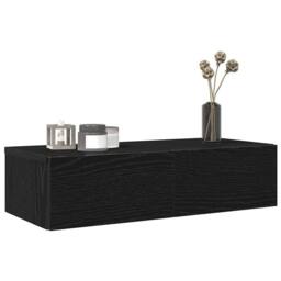 Berkfield Home Wall Shelf with Drawers Black 60x26.5x15 cm Engineered Wood - thumbnail 1