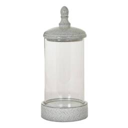 Lemon Pavilion Furniture and Decor Sona Large Hurricane Lantern Candle Holder with Lid - L21xW21xH50 cm in White - thumbnail 1