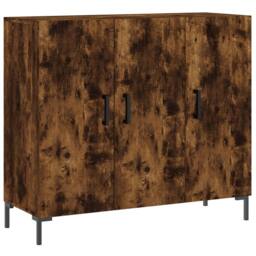 Berkfield Home Sideboard Smoked Oak 90x34x80 cm Engineered Wood in Brown - Size: 90 x 34 x 80 cm - thumbnail 3