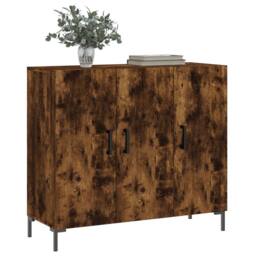 Berkfield Home Sideboard Smoked Oak 90x34x80 cm Engineered Wood in Brown - Size: 90 x 34 x 80 cm - thumbnail 1