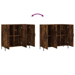 Berkfield Home Sideboard Smoked Oak 90x34x80 cm Engineered Wood in Brown - Size: 90 x 34 x 80 cm - thumbnail 9