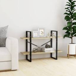 Berkfield Home 2-Tier Book Cabinet Sonoma Oak 100x30x70 cm Engineered Wood in Light Brown - Size: 100 x 30 x 70 cm - thumbnail 3