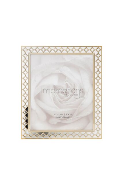 "IMPRESSIONS Lattice Cut Metal Photo Frame 8"" x 10"" in Gold" - image 1