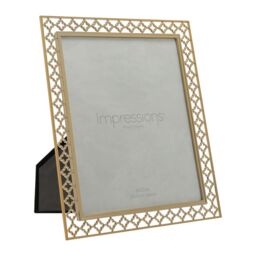 "IMPRESSIONS Lattice Cut Metal Photo Frame 8"" x 10"" in Gold" - thumbnail 2