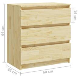 Berkfield Home Durable Bedside Cabinet 60x36x64 cm Solid Pinewood in Light Brown - Size: 60 x 36 x 64 cm - thumbnail 9