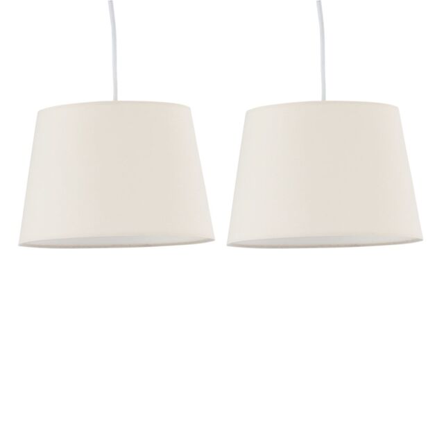 First Choice Lighting Set of 2 Natural Cotton 23cm Tapered Cylinder Pendant or Lamp Shades - image 1