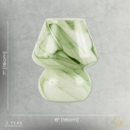 Happy Homewares Modern Mini Mushroom Glass Table Lamp with Marble Effect Pattern in Green - thumbnail 7