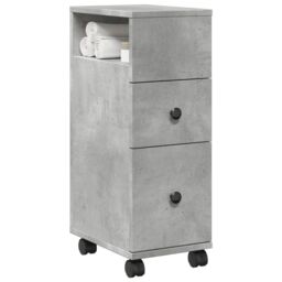 Berkfield Home Narrow Bathroom Cabinet with Wheels Concrete Grey Engineered Wood - thumbnail 1