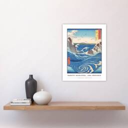 "Artery8 Utagawa Hiroshige Naruto Whirlpool Awa Province Wall Art Print in Blue - Size: W18"" x H24""" - thumbnail 4