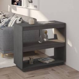 Berkfield Home Book Cabinet Grey 80x35x71 cm Solid Pinewood - Size: 80 x 35 x 71 cm - thumbnail 2
